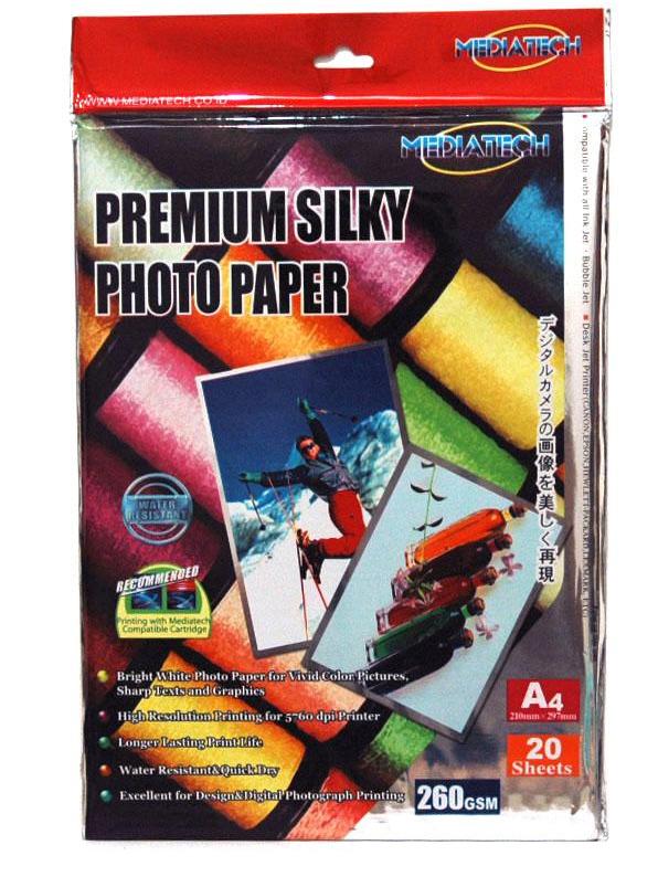 Gambar Mediatech Premium Silky Photo Paper A4 260gsm - 20 sheet /Kertas Photo - 31031 - Silky A4 dari Mediatech Travel Gadget Kota Administrasi Jakarta Utara Tokopedia