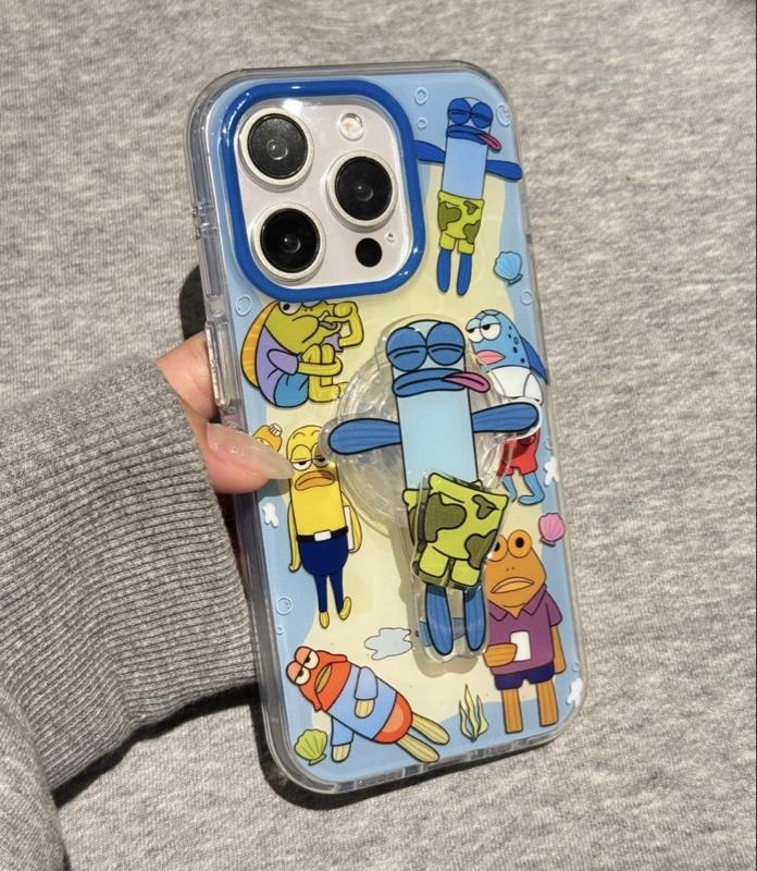 Case iPhone SpongeBob Casing Ponsel Ikan Badut Penghuni Bikini Bottom untuk iPhone 11 13 14 15 16 Desain Lucu Dan Tahan Gores