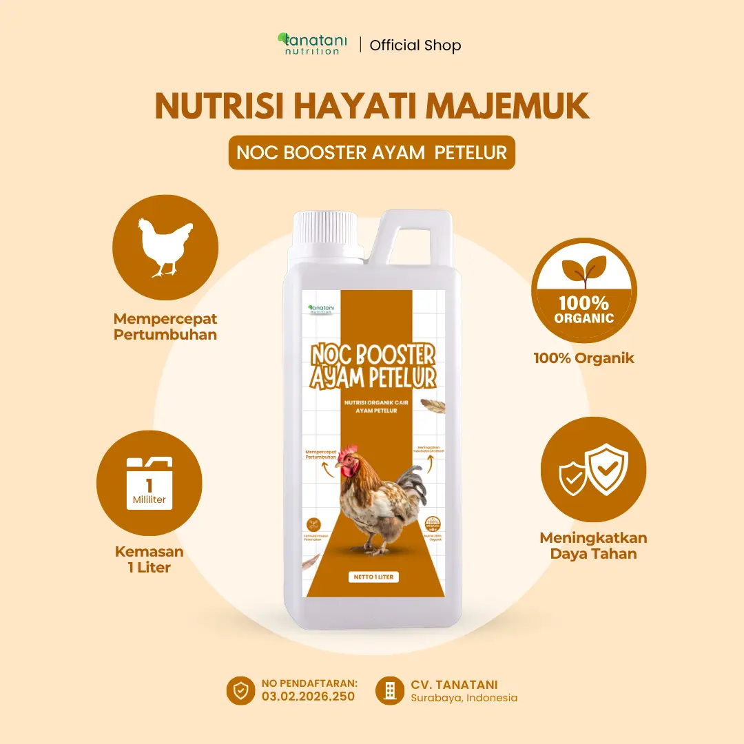 NOC BOOSTER AYAM PETELUR 1 LITER - Nutrisi Organik Cair untuk Meningkatkan Produktivitas Telur dan Kesehatan Ayam