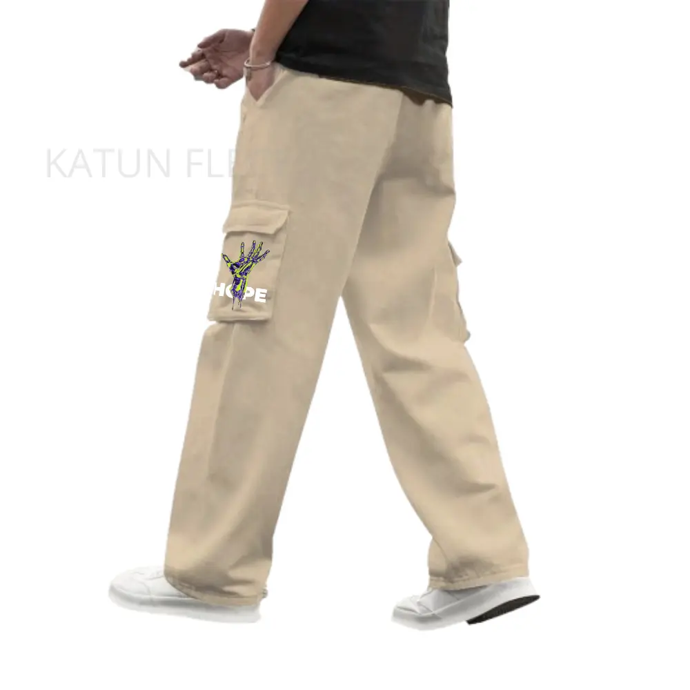 Celana Cargo Panjang Pria Reguler Oversize Premium Loose Pants Cowok Cream Korean Style - Casual, Chino