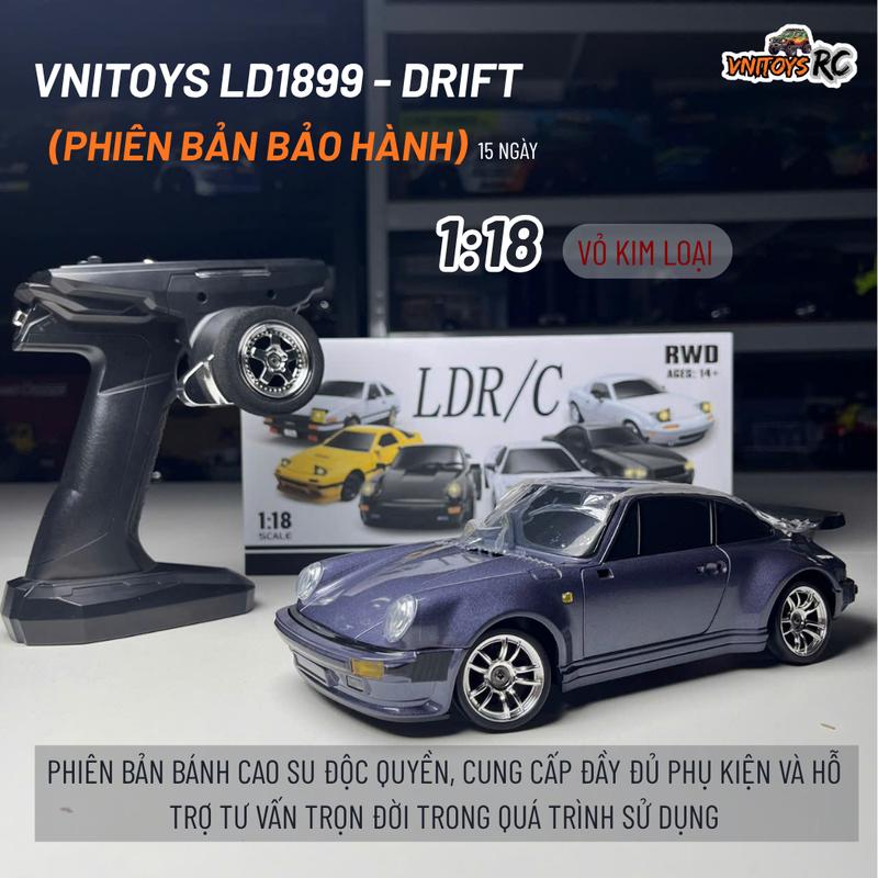 Xe Drift Điều Khiển Từ Xa VNITOYS - LD1898 GRT 911 | Vỏ Hợp Kim Drift Cầu Sau Gyro Cân Bằng Servo Đánh Lái Tỷ Lệ 1:18 | VNIToys