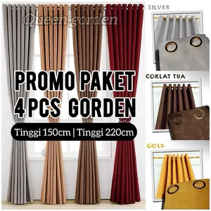PROMO PAKET 4PCS GORDEN JENDELA & PINTU UKURAN Tinggi 220cm dan 150cm TERLARIS MINIMALIS BAHAN Katun Micro Disperse