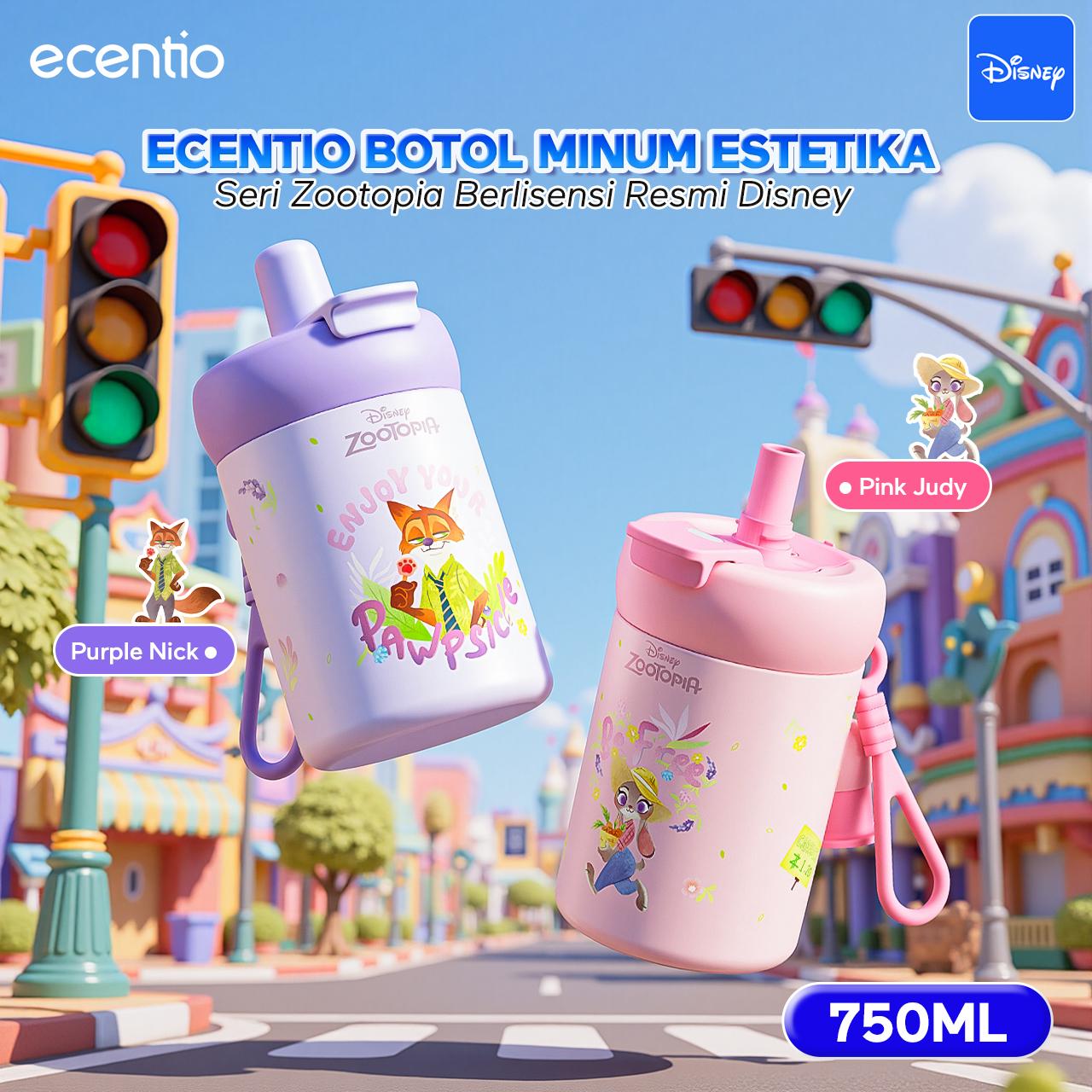 Zootopia ecentio tumbler stainless Disney Co-brand 750ml/ 500ml tahan panas dingin 24 jam botol minum lucu aesthetic portable