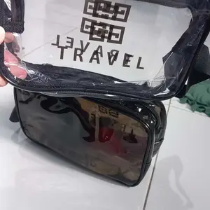 U-Living Washbag Tansparan Washbag Travel Waterproof Tas Kosmetik Besar Travel Tas Make Up Tas Travel AO005 Kulit Pink