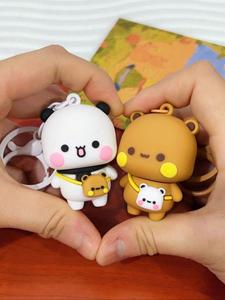 かわいいパンダ＆クマのシリコンキーホルダー。クリスマス、[感謝祭]、母の日、新年のプレゼントに最適で、車用キーにもぴったり。カップル向けギフトやパーティーのチャームとしてもおすすめです。