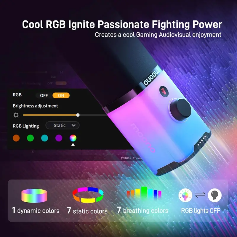 MAONO PD100X RGB Dual Mode Konektor USB XLR Dynamic Microphone for Gaming Live Streaming Recording Mikrofon 5