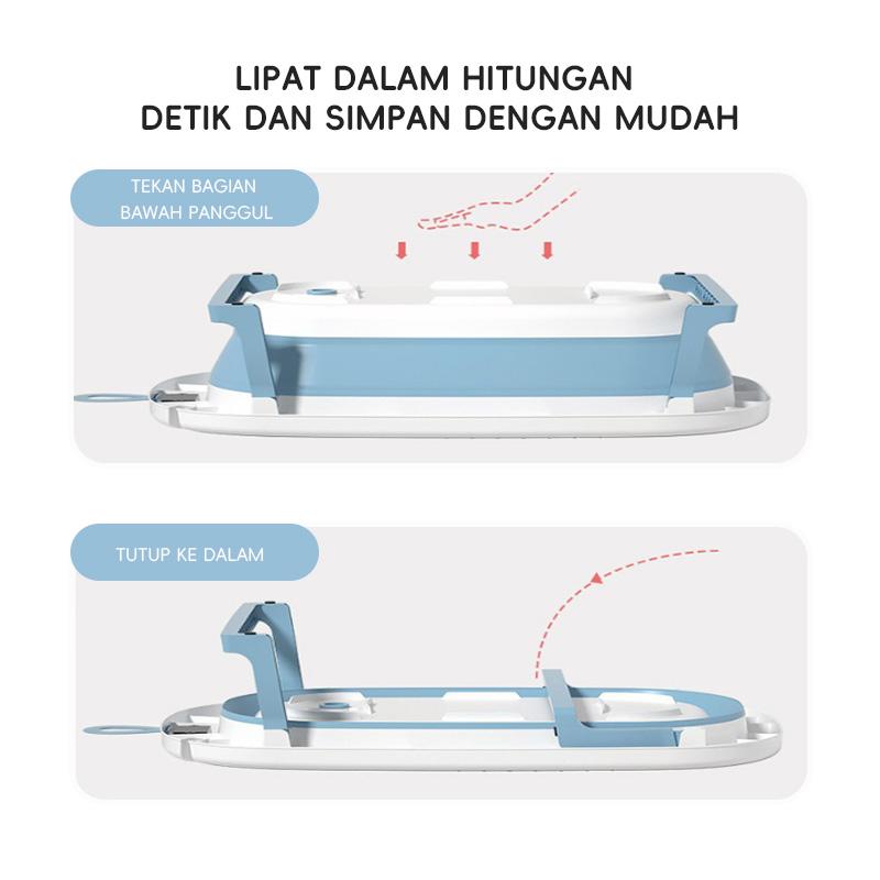 ⚡SUBSIDI 80%⚡ APEXGLOW Bak Mandi Bayi Lipat Portable Dengan Pengukur Suhu & Bantal Mandi Foldable Baby Bath Tub Anti Slip Anti Tenggelam Baby Bath Helper 8