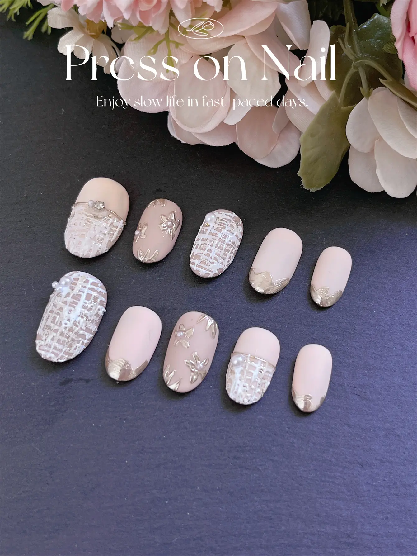 C261 10pcs handmade press on nail false nail fake nail tip nail stickers Rhinestone Decor French White butterfly short eye cat  3D creative funny comic flower floral almond cute Modern Japanese Style glamnetic Christmas