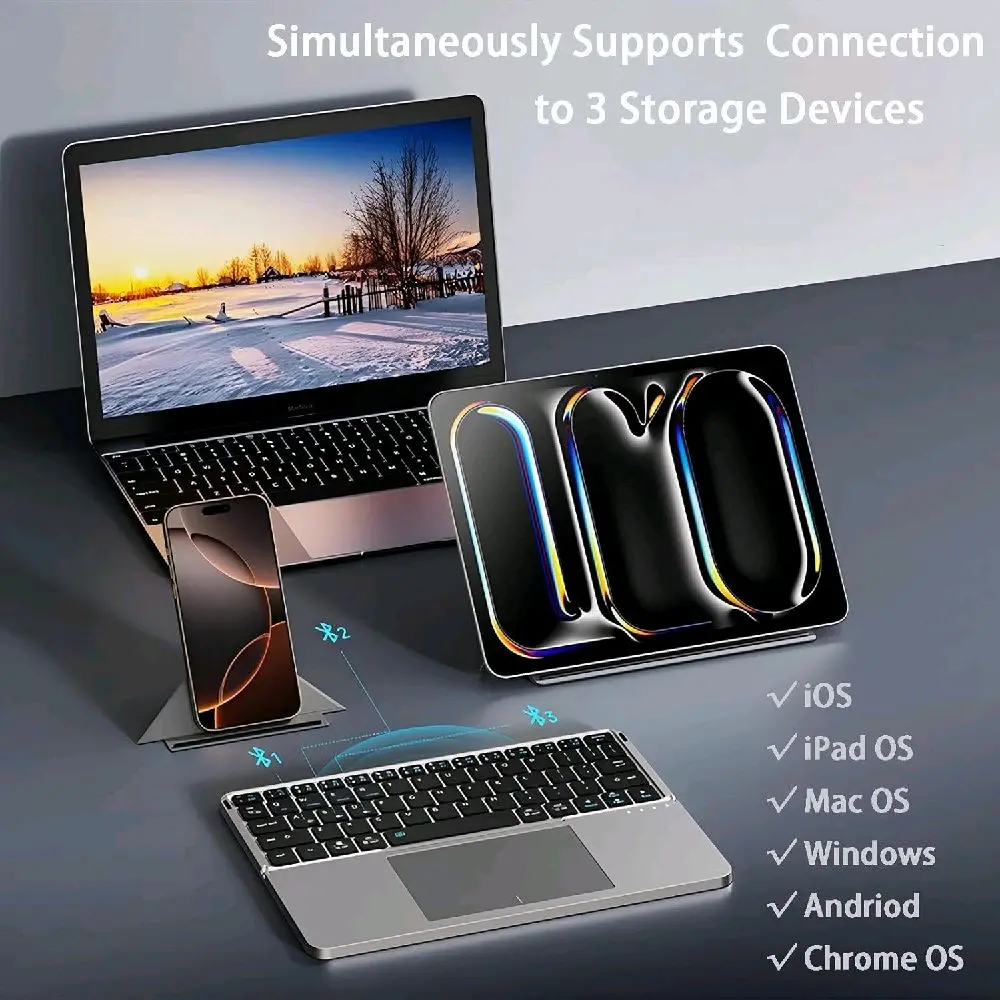 TjlStore Keyboard Bluetooth Lipat Portable dengan Touchpad Magnetik Kompatibel IOS Win Android Mini Lipat & Foldable Elegan dan Praktis