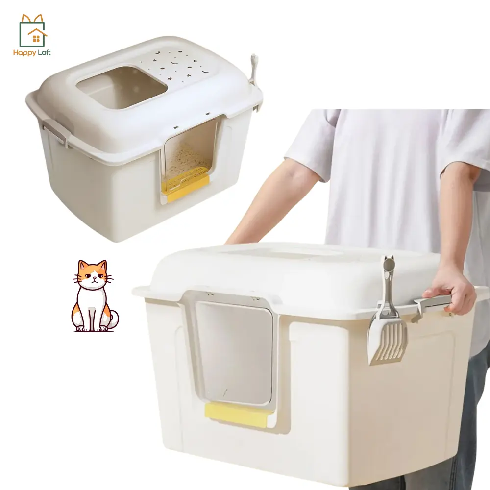 Enclosed Cat Litter Box Extra Large Litter Box Covered Litter Box Anti-Splashing Cat Kitten Toilet Odorless XL Size Box