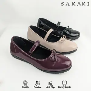 SAKAKI Alexa -Sepatu Wanita Flatshoes Black Putih burgundy flat shoes