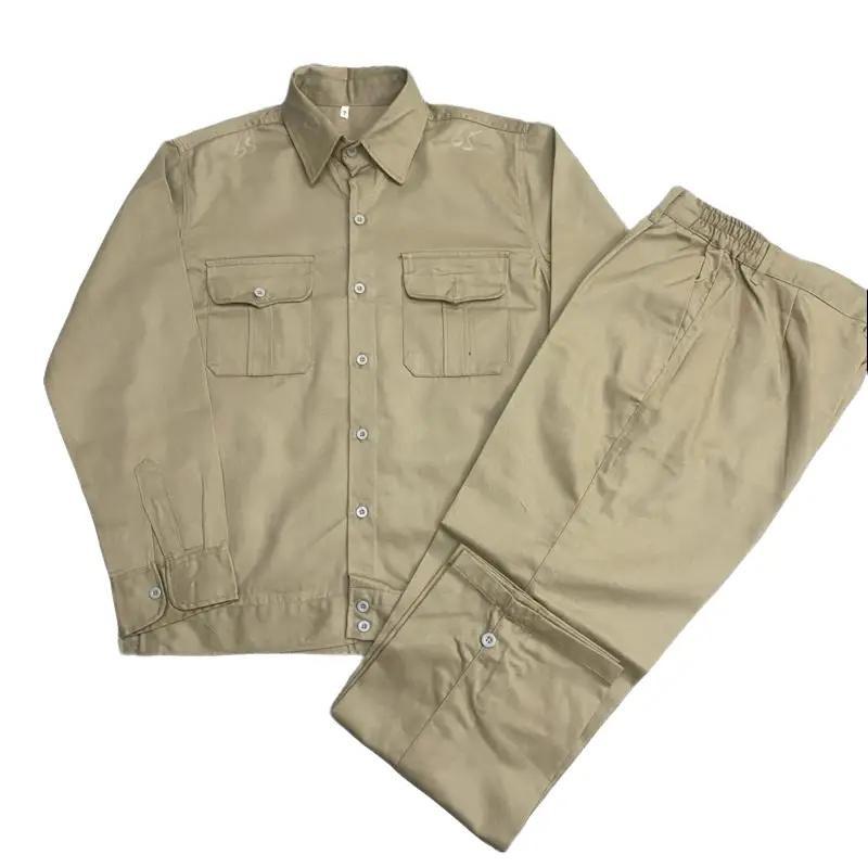 QUẦN ÁO BẢO HỘ LAO ĐỘNG M14 MẪU 1 MÀU - BỘ BẢO HỘ CHẤT VẢI KAKI 3/1  Nam( Menswear )- Nữ  Có Túi, Có Cổ