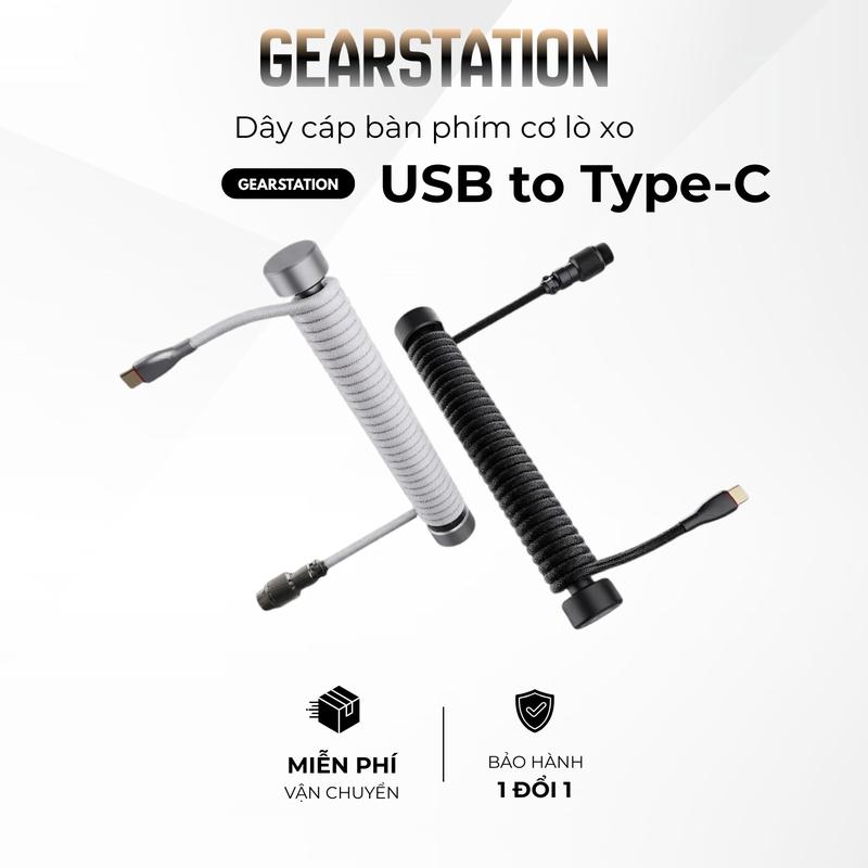Dây Cáp Bàn Phím Cơ Type-C GX12 Xoắn Lò Xo Bọc Dù Sợi Poly Chống Rối Kết Nối USB A to Type-C Hỗ Trợ 8K Polling Rate