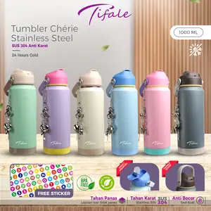 Tifale Chérie Bottle 1000ml – Botol Minum Stainless Estetik Premium | Soft Pastel Series cherie cherry