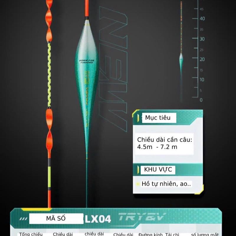 Phao Câu Đài Nano Tăm Xoắn 3D Bạch Ngọc Chính Hãng- TRY&V- Chuyên Câu Chép
