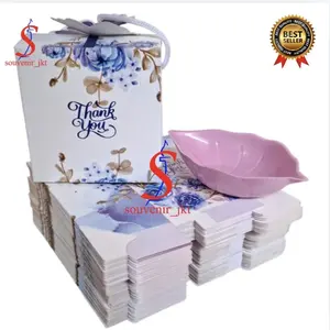 (100 pcs )Souvenir Mangkok Daun Kemasan Box free Kartu Ucapan Reques Nama