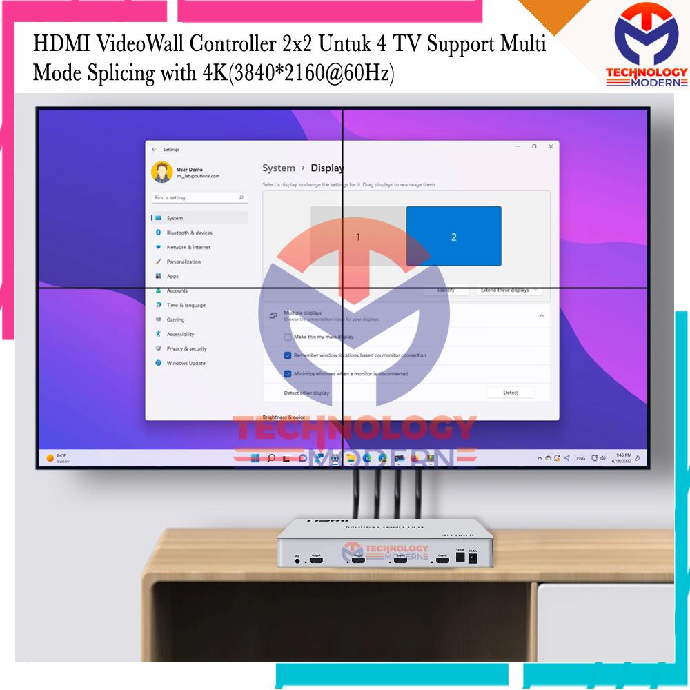HDMI Video Wall Controller 2x2 1x2 1x3 1x4 Multi Screen Full HD 3D dengan Output 4K 3840x2160p 60Hz untuk 4 TV