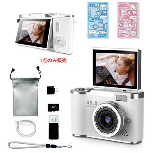 ゲームとフィルターが搭載されたポータブルVlogカメラ、折りたたみ式スクリーン付きCCDレトロカメラ、カップルのクリスマスギフト、人生を記録する