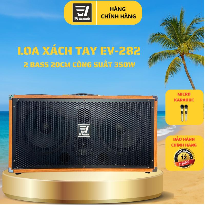 [EV-282 350W] Loa Kéo Xách Tay Karaoke Di Động Bluetooth Cao Cấp 2 Bass 20CM  Công Suất Lớn Chính Hãng, Giải Trí, Nghe Nhạc Bảo Hành 12T
