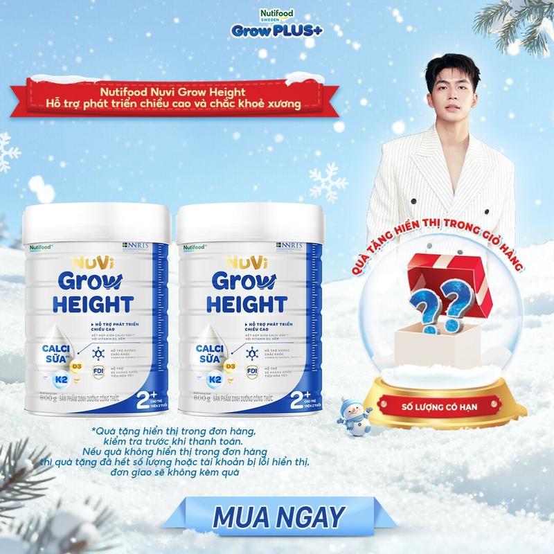  Combo 2 Sữa Bột Nuvi Grow Height phát triển chiều cao Trên 2 tuổi Lon 800g 