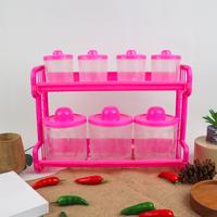 Gambar Rak Tempat Bumbu Susun Plastik 7 Tabung Warna Random - MN - DENGAN SENDOK (PASTELA) dari manolistore Kota Surabaya 2 Tokopedia