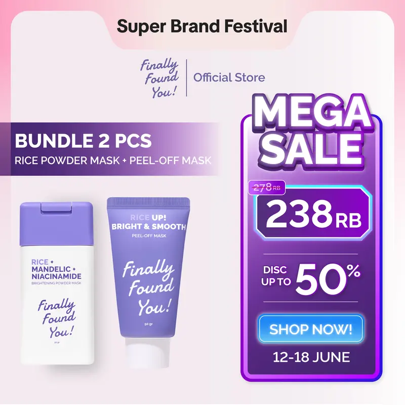 [SUPER BRAND FESTIVAL] Finally Found You! BUNDLE 2PCS: RICE + MANDELIC + NIACINAMIDE Brightening Powder Mask 50gr + RICE UP! Bright & Smooth Peel Off Mask 50gr 0