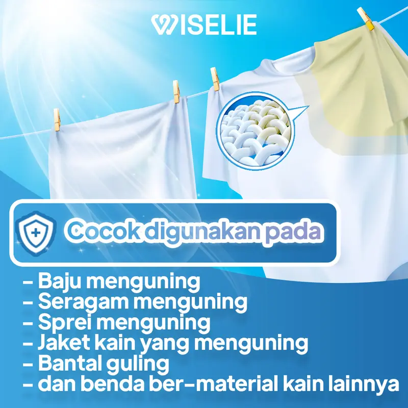 Wiselie Spesial Pembersih Bantal dan Mukenah Cloth Stain Remover Pembersih Penghilang Noda bandel Pakaian Pencerah Warna Pakaian Kain Jamur Sarung bersih 2