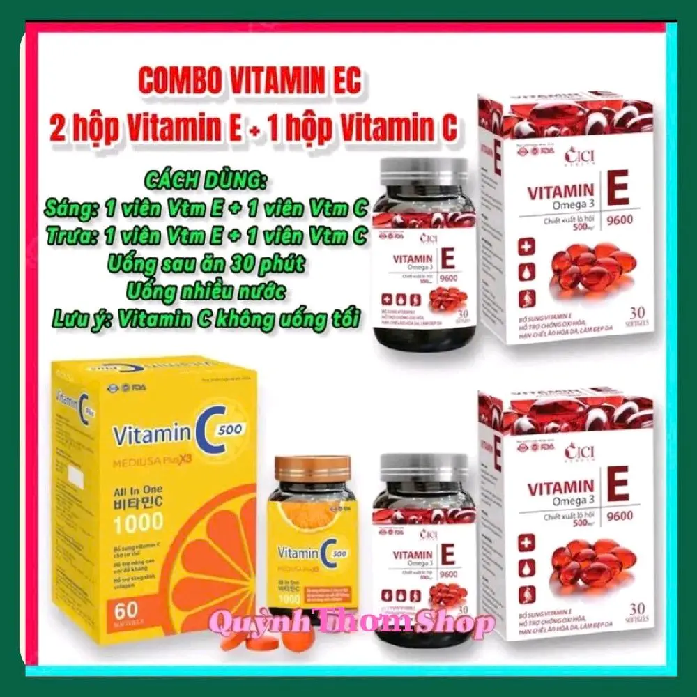 [ mua 2 tặng 1 nhận 3 ] 2  vitamin e đỏ omega 3 tặng 1 vitamin C  Thực phẩm bổ sung hỗ trợ làm đẹp