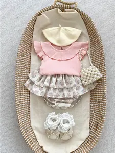 Sophia Set ( Atasan & Rok ) | Setelan Anak Perempuan Korean Style Rok Motif Bunga Baju Polos | Baju Bayi Satu Set - A097