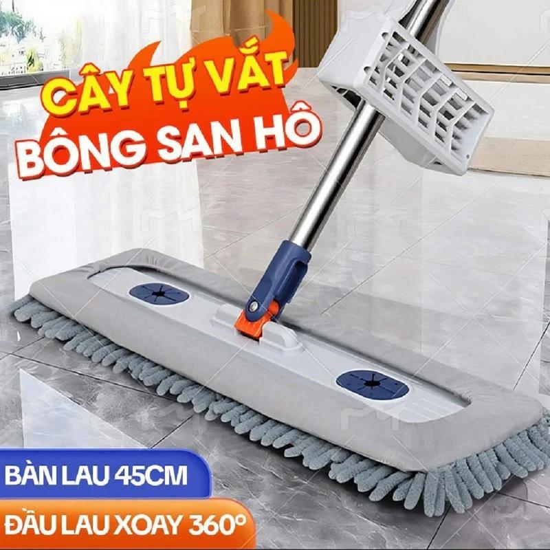 Bộ Cây Lau Nhà Tự Vắt Sumi 45cm Phiên Bản Mới, Cây Chổi Lau Nhà Thông Minh Bông…
