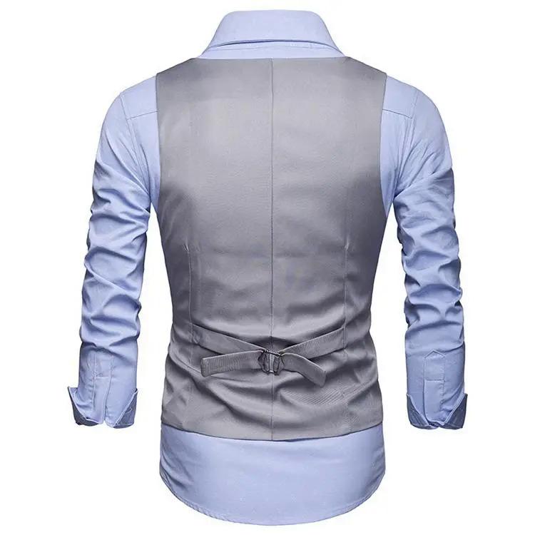 Product Introduction of Okamoto men's fashion suit vest, single breasted plain color V-neck formal jacket men suit jacket 13