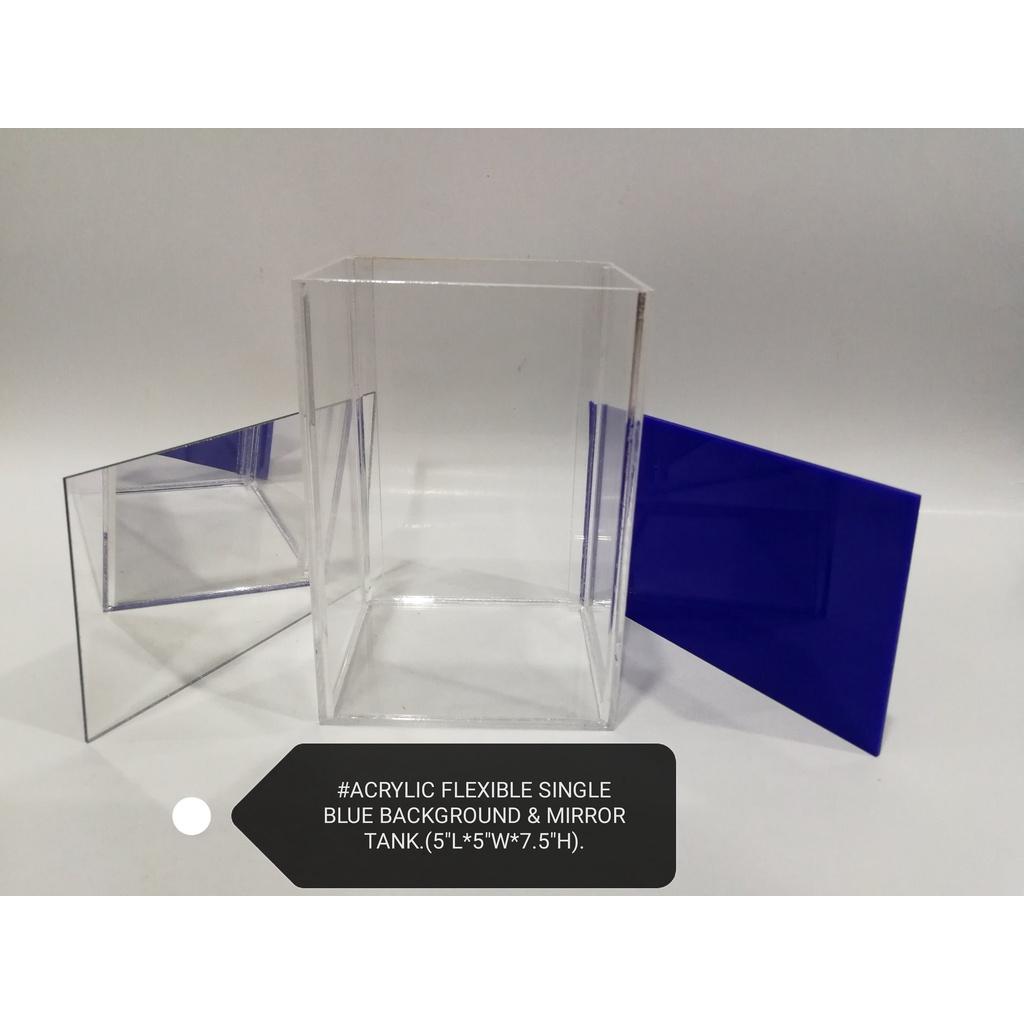 Acrylic Tall Fish Tank Mirror Blue Divider Aquarium Ikan Akuarium