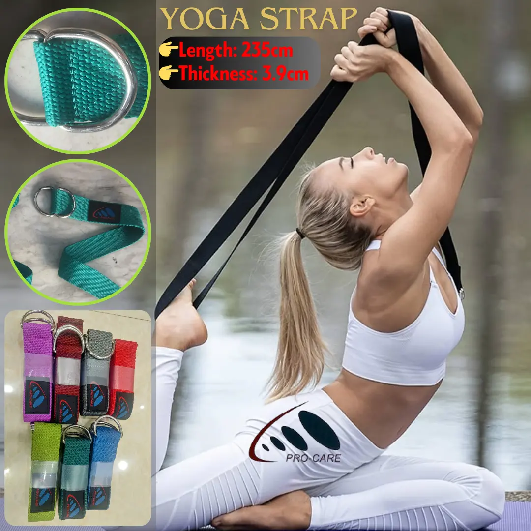 Dây Đai Yoga PRO-CARE Cotton Dài 2.35m rộng 3.9cm - Yoga Strap Hỗ Trợ Các Bài Tập Yoga, Thể Thao