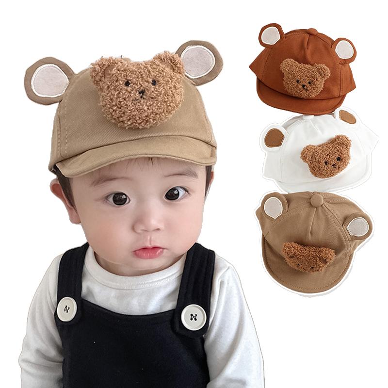 Mũ Bóng Chày Có Tai Gấu Hoạt Hình Cho Bé, Mũ Cotton Vành Mềm Thoáng Khí Cho Bé Trai Sơ Sinh, Mũ Che Nắng Dễ Thương Và Thường Ngày Cho Trẻ Sơ Sinh, Mũ Có Đỉnh