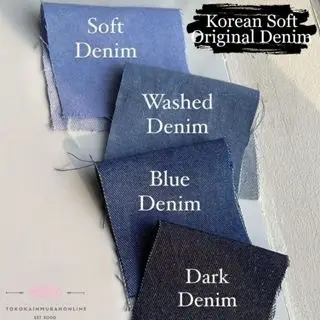 Kain Ultra Denim Twill Jeans Smooth Premium Original Blue SUPER 100% Grade A Salur Kerut Lycra Elastane Fashion (SANGAT LEMBUT & TERMURAH)
