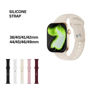 Silicone Sport Strap Tali Jam Tangan Pintar / Smart Watch strap bahan Elastic Silicone model sporty ukuran 38mm 42mm 44mm 45mm 46mm 49mm - Black/HItam, 38/40/41/42mm