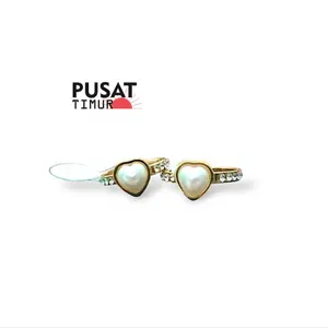 Cincin Hati Love Mutiara | Cincin Ring Unisex Titanium Stainless Steel | PUSAT TIMUR