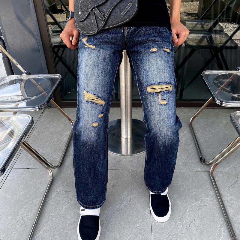 Quần suông nam xanh đậm rách hàng xịn chất dày dặn Menswear