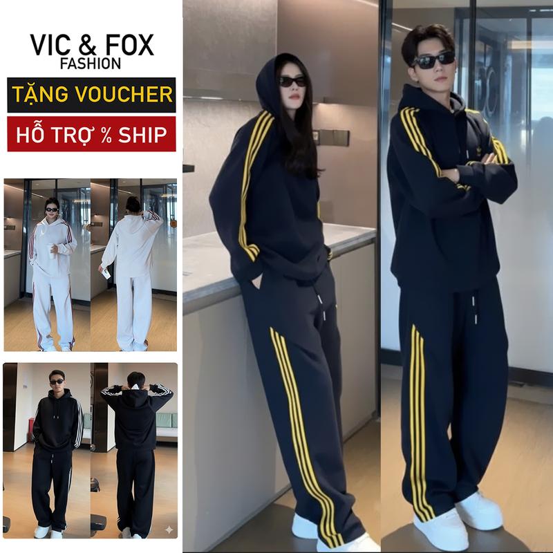  Bộ nỉ nam nữ big size tới 115kg | Bộ thu đông nam nữ chất nỉ 2 da cao cấp|  Bộ thể thao nam nữ thu dài tay Fox From Vai trễ quần ống suông | Đồ bộ nam nữ dài tay 