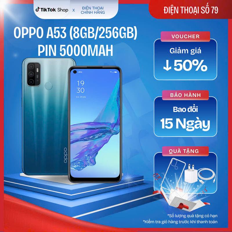 0019 ĐIỆN THOẠI OPPO A53 RAM8GB/256GB PIN TRÂU 5000MAH , TẶNG KÈM SẠC , CÁP ỐP LƯNG. SẮC NÉT ...