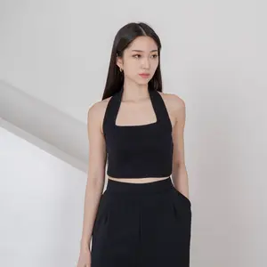 Georgios Women | Halter Neck Crop Top Vol 1 & Vol 2 | Tank Top  Basic Rib Wanita Kekinian Atasan Cewek Rompi Panjang Pakaian Rip
