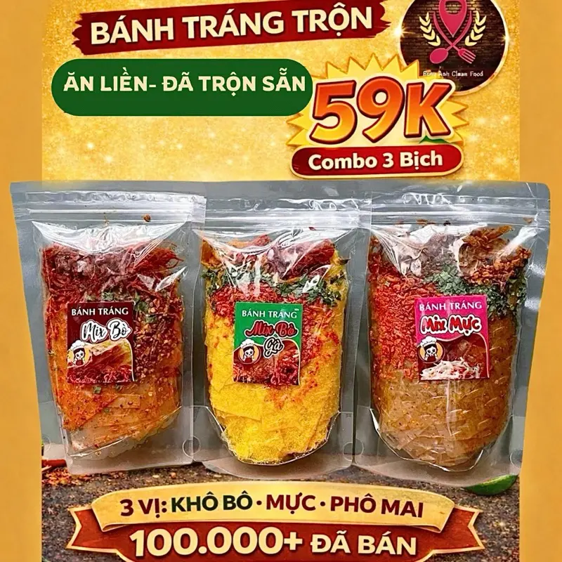 Combo 3 Bịch Bánh Tráng Khô Long An Đóng Gói Sẵn – Mix 3 Vị (300g)