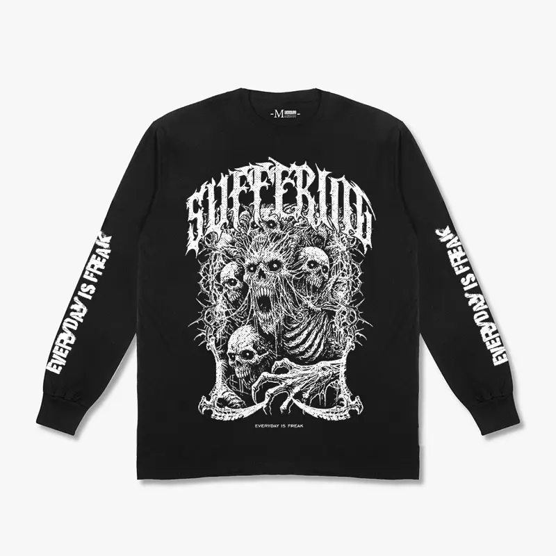 Freaky Tshirt Longsleeve Suffering Black Tees Katun