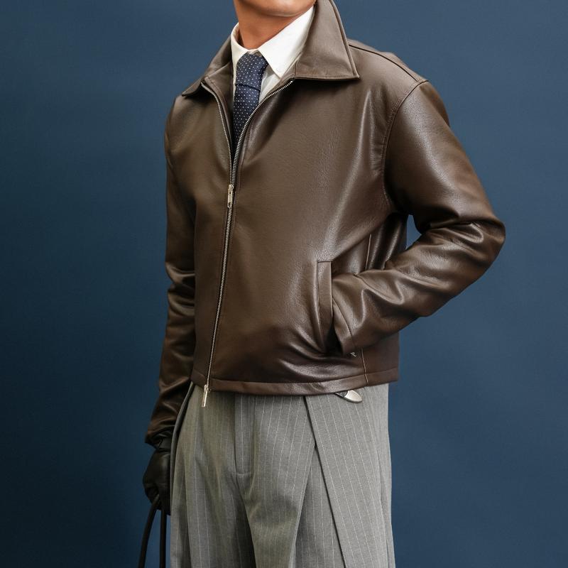 Áo khoác da form crop tôn dáng, chất liệu cao cấp, thương hiệu B Brown Menswear Nam Jacket Đen | BigBuy360 - bigbuy360.vn