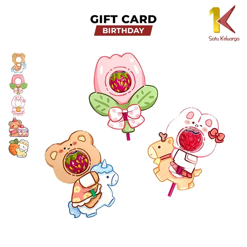 [COD] SK A93 Kartu Ucapan Permen Lolipop Card Motif Kartun Lucu 0
