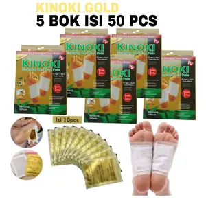 Grosiran Kosmetik PROMO Paket 5 Box Kinoki Gold Detok Foot Pads Koyo Kaki Ginger Patch Hand k inoki original