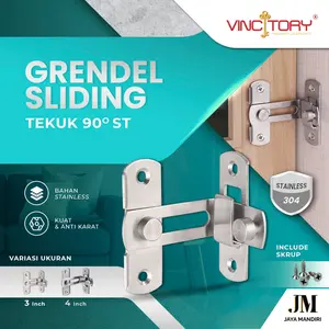 GRENDEL SLIDING LURUS DAN TEKUK SLOT KUNCI 90 180 DERAJAT BAJA STAINLESS KUAT | 2053 2054 2055 2056