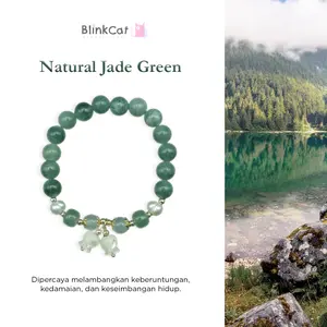 BlinkCat - Gelang Giok Alami: Natural Jade Green | Natural Jade Bracelet