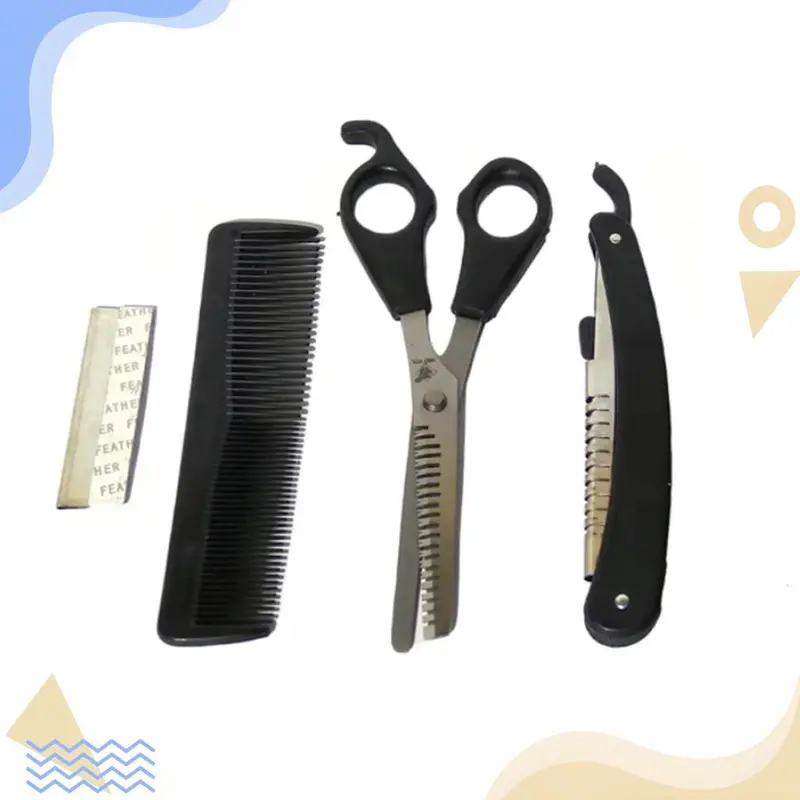 GUNTING RAMBUT SET 3In1 GUNTING SASAK SISIR PISAU CUKUR RAMBUT 0