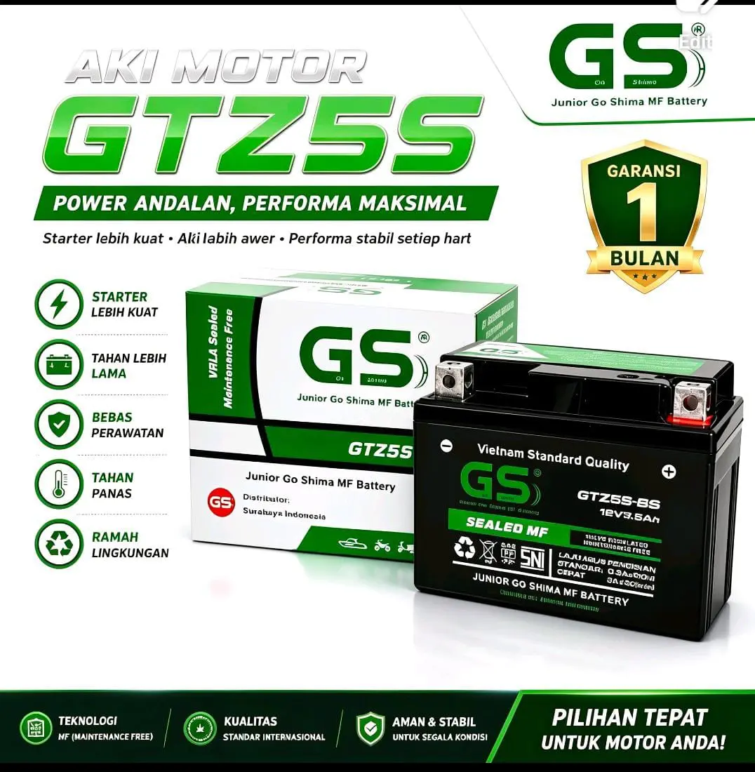 Aki Motor Yamaha New Vixion GTZ5S GS GOSHIMA Aki Kering